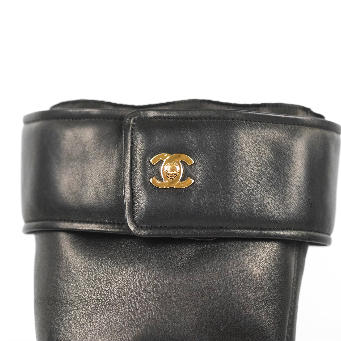 Chanel CC Lock High Boots Black Leather 20C Size 37