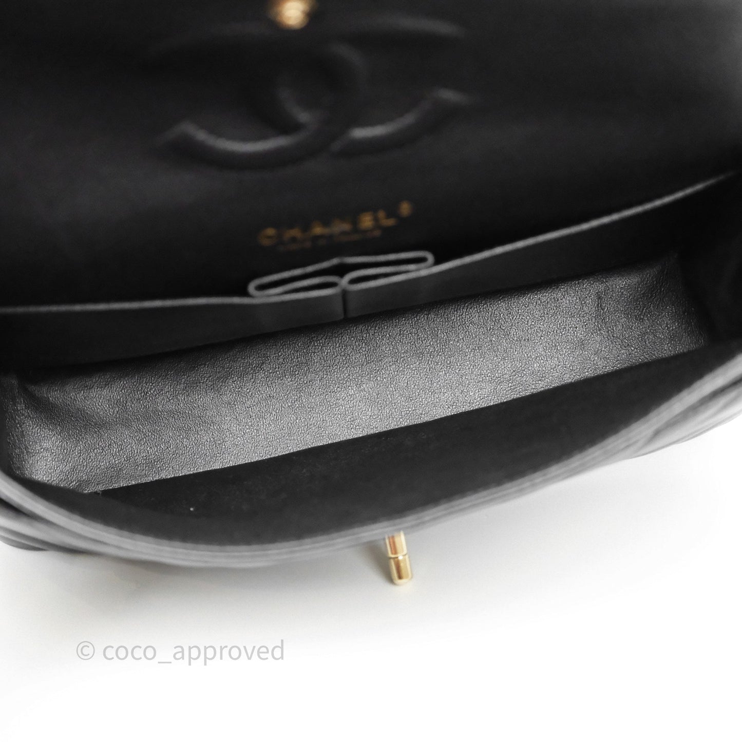 Chanel Classic Medium Flap Chevron Black Lambskin Gold Hardware
