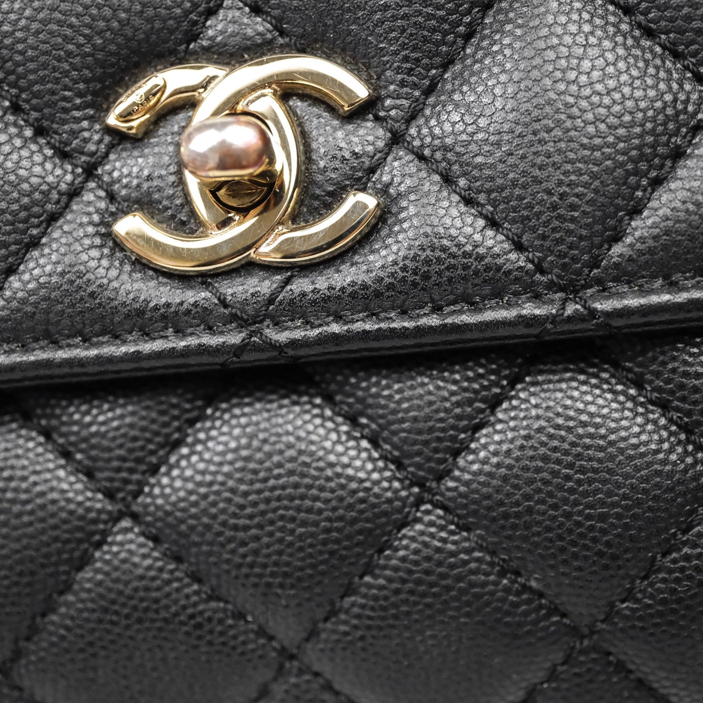 Chanel Small Coco Handle Quilted Black Caviar Gold Hardware