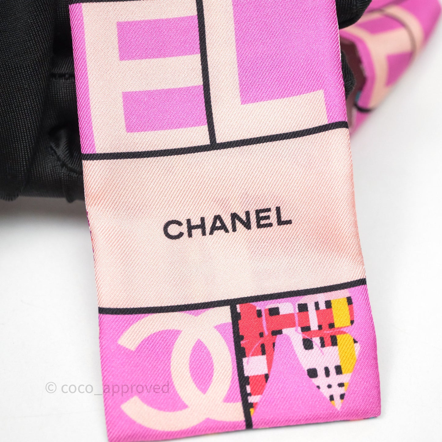 Chanel CC Logo Silk Twilly Pink