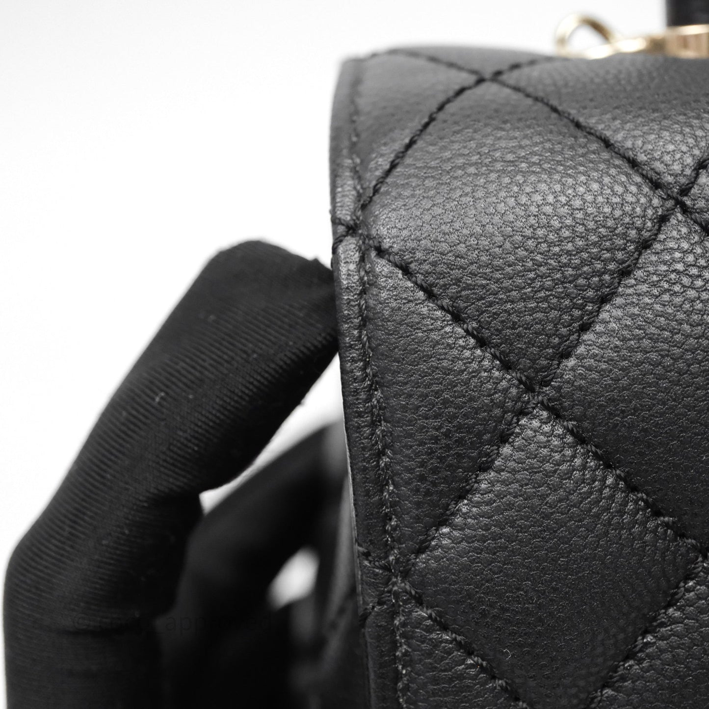 Chanel Small Coco Handle Quilted Black Caviar Gold Hardware
