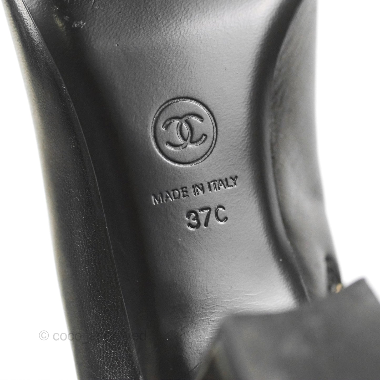 Chanel CC Lock High Boots Black Leather 20C Size 37