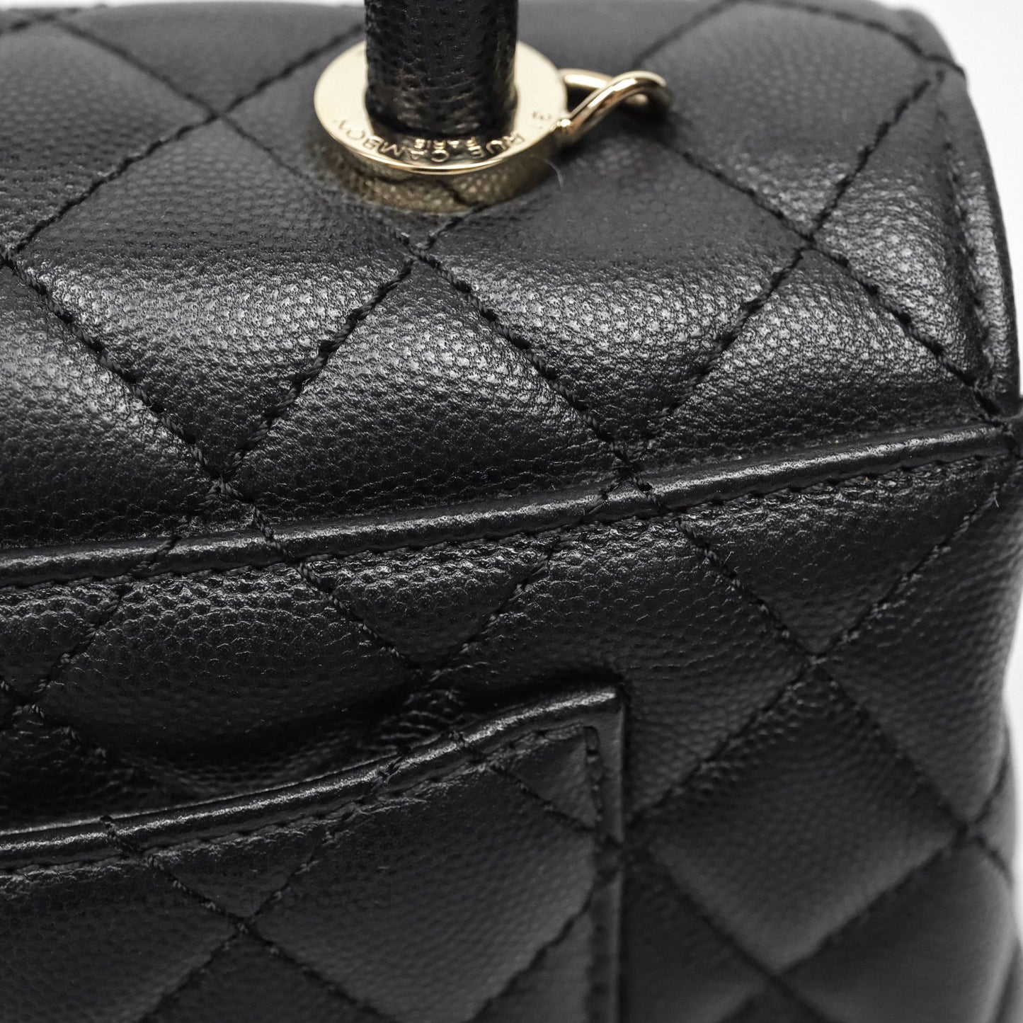 Chanel Small Coco Handle Quilted Black Caviar Gold Hardware