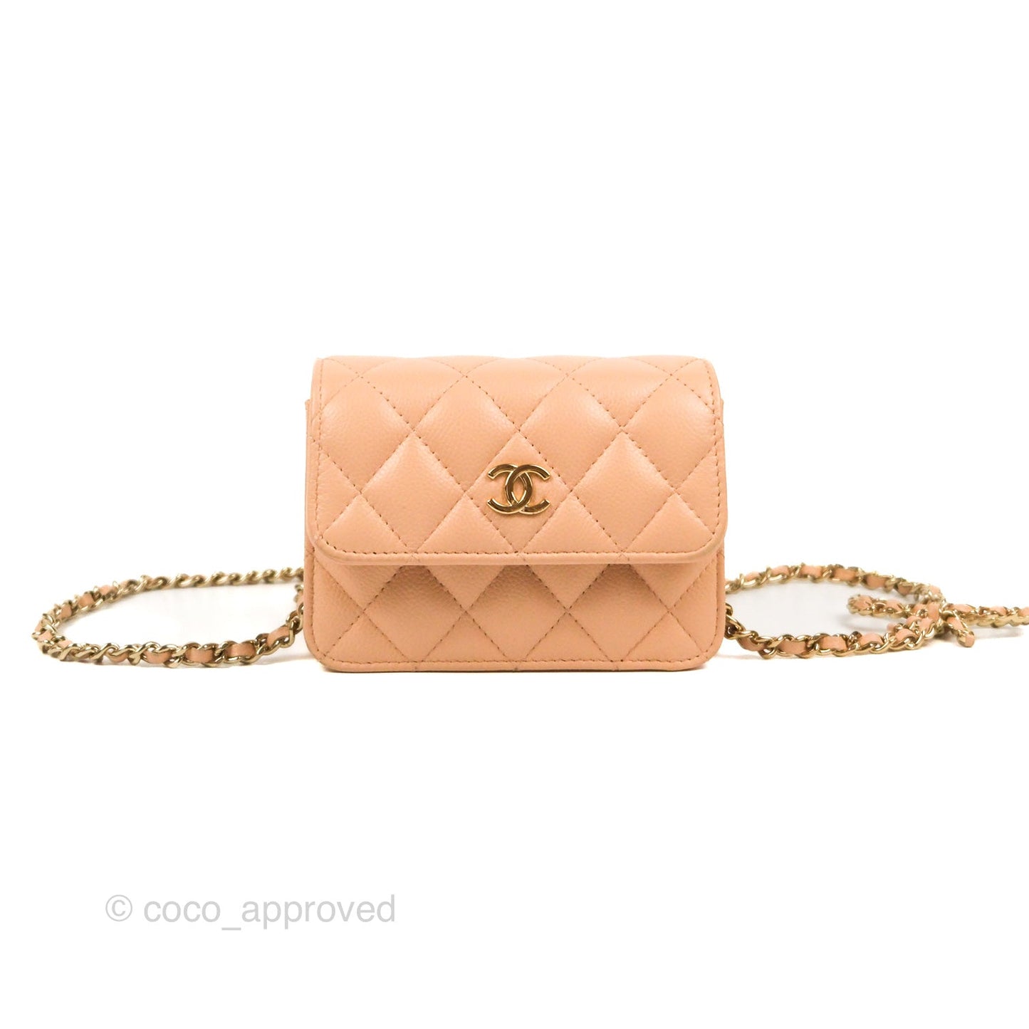 Chanel Mini Clutch with Ribbon Bow Chain Orange Claire Caviar 23S