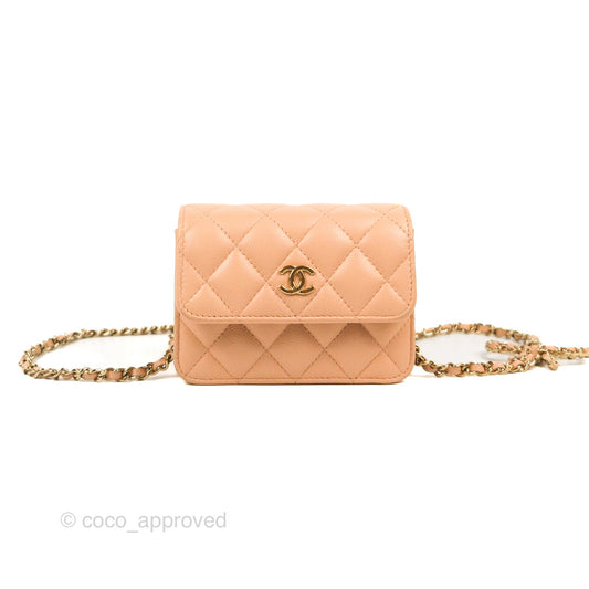 Chanel Mini Clutch with Ribbon Bow Chain Orange Claire Caviar 23S