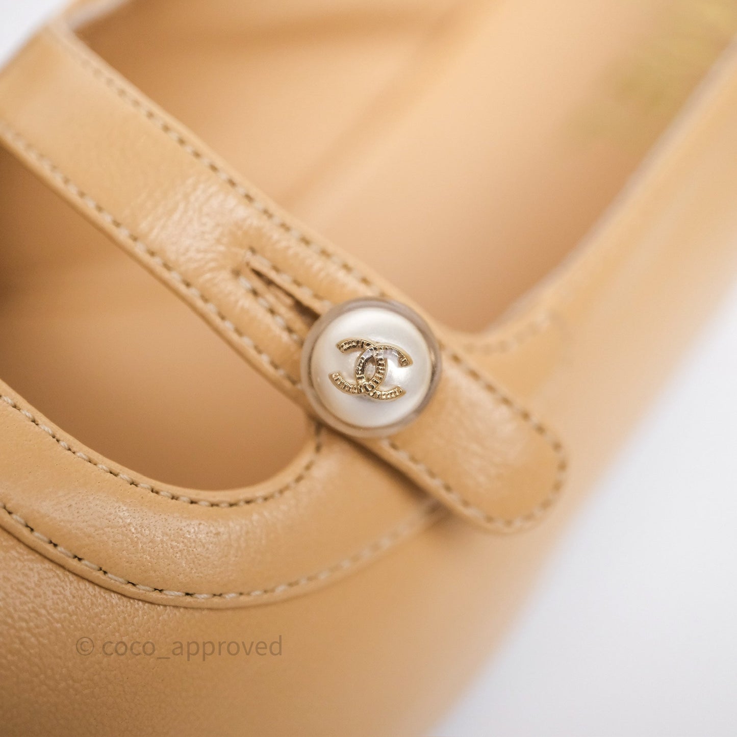Chanel Slingbacks Heels with Pearls Black/ Beige Size 38.5