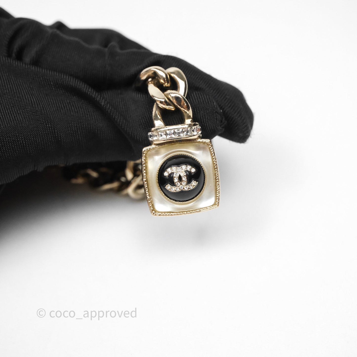Chanel Crystal Lipstick Charm Pendant Necklace Gold Tone 22C
