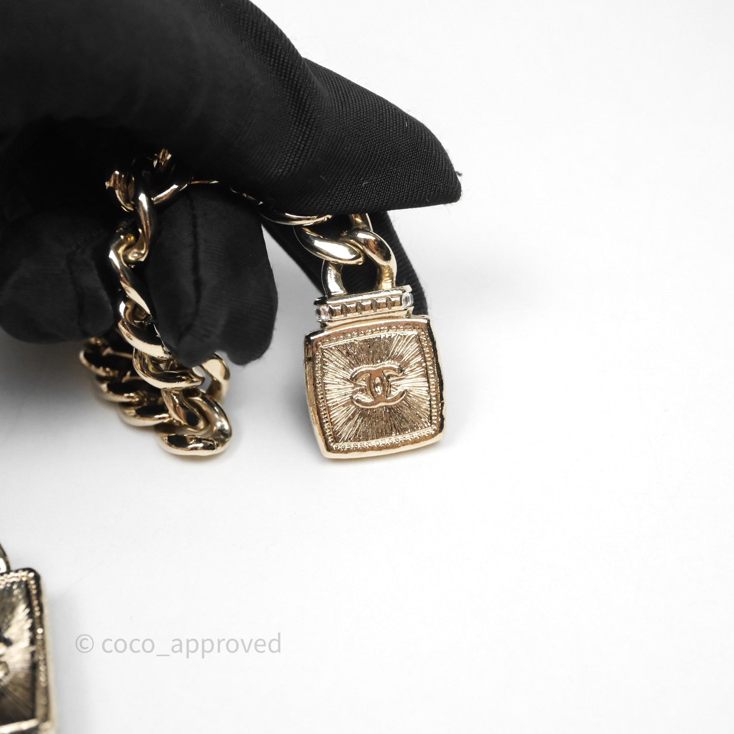 Chanel Crystal Lipstick Charm Pendant Necklace Gold Tone 22C