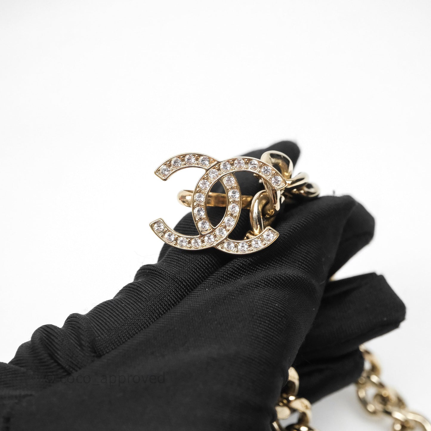 Chanel Crystal Lipstick Charm Pendant Necklace Gold Tone 22C