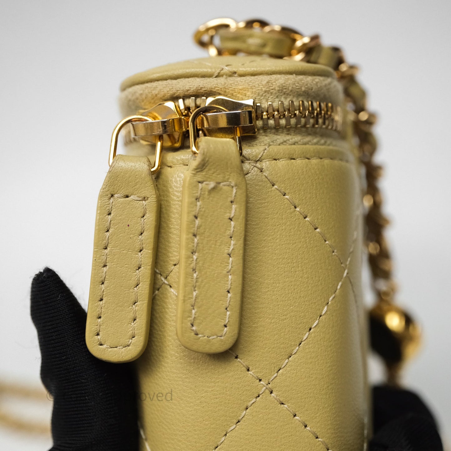 Chanel Vanity With Chain Olive Green Lambskin Gold Hardware