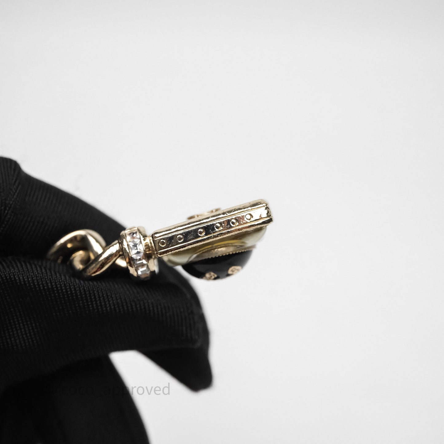 Chanel Crystal Lipstick Charm Pendant Necklace Gold Tone 22C
