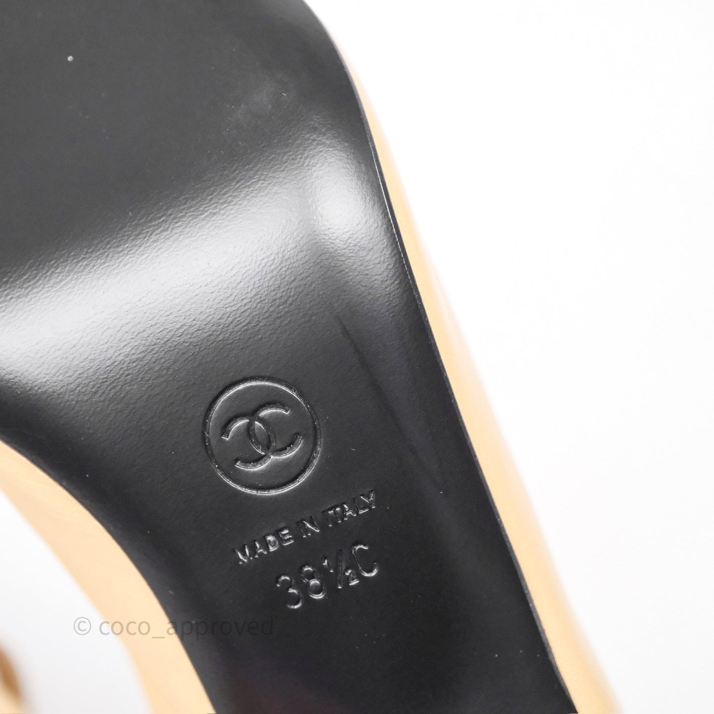 Chanel Slingbacks Heels with Pearls Black/ Beige Size 38.5