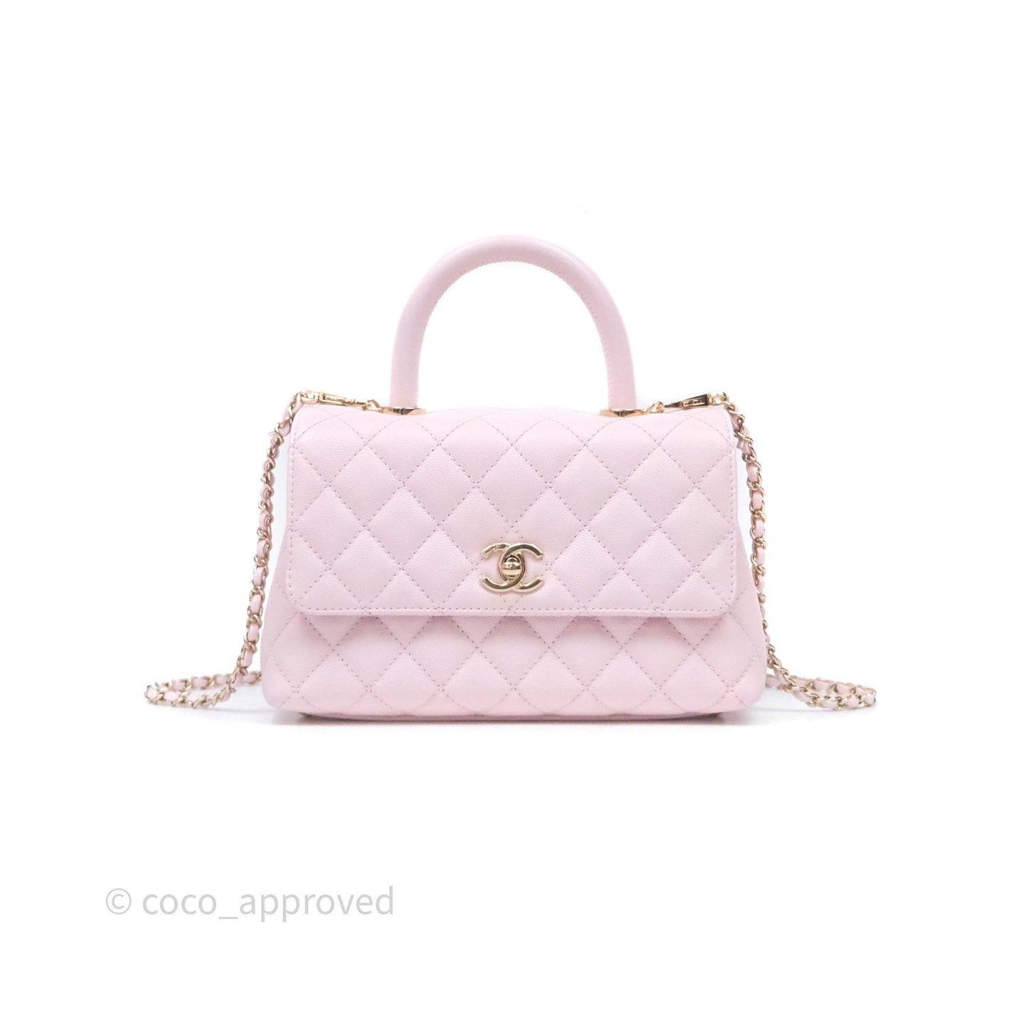 Chanel Small Coco Handle Quilted Light Lilac Pink Caviar Gold Hardware
