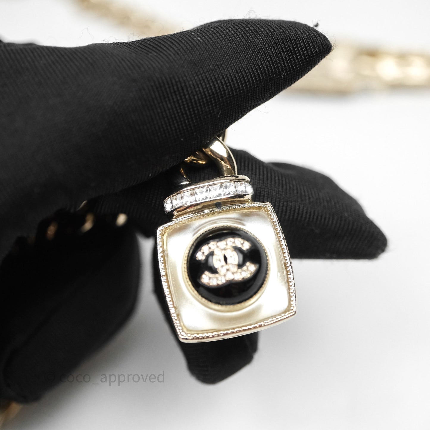 Chanel Crystal Lipstick Charm Pendant Necklace Gold Tone 22C