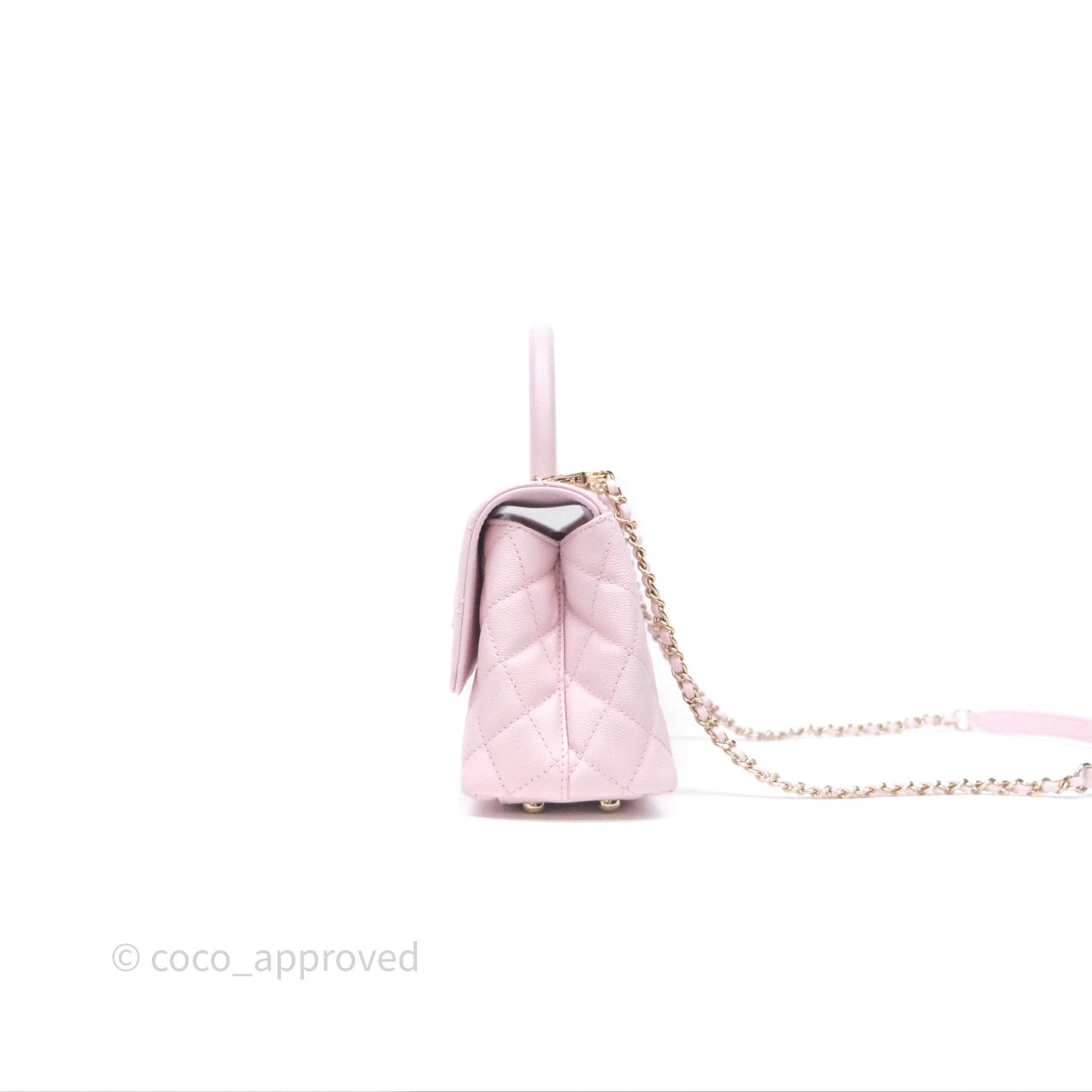 Chanel Small Coco Handle Quilted Light Lilac Pink Caviar Gold Hardware