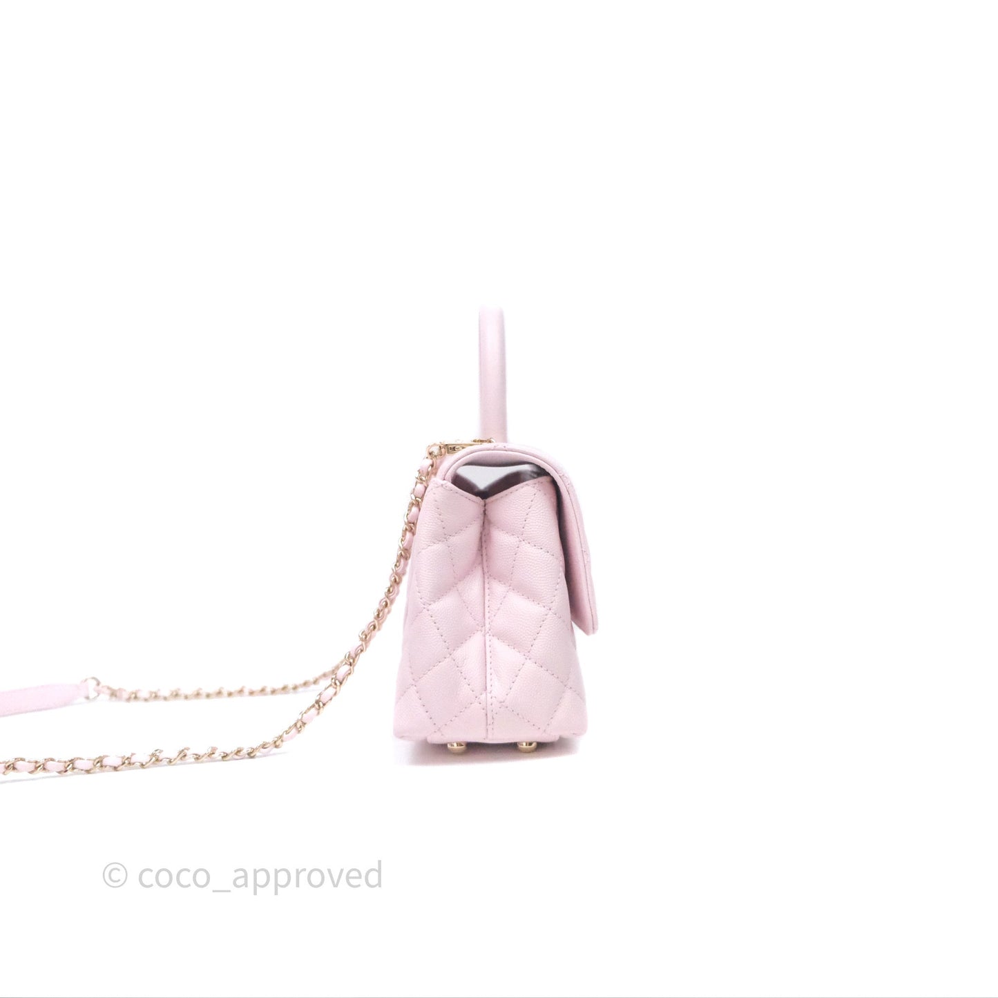 Chanel Small Coco Handle Quilted Light Lilac Pink Caviar Gold Hardware