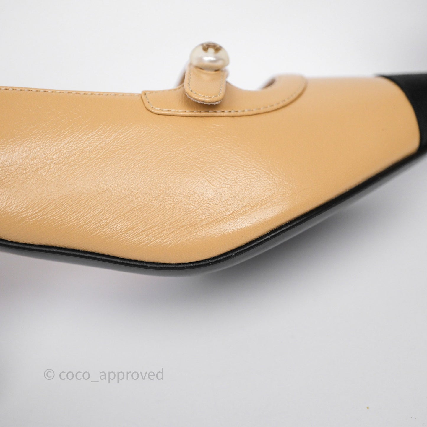 Chanel Slingbacks Heels with Pearls Black/ Beige Size 38.5