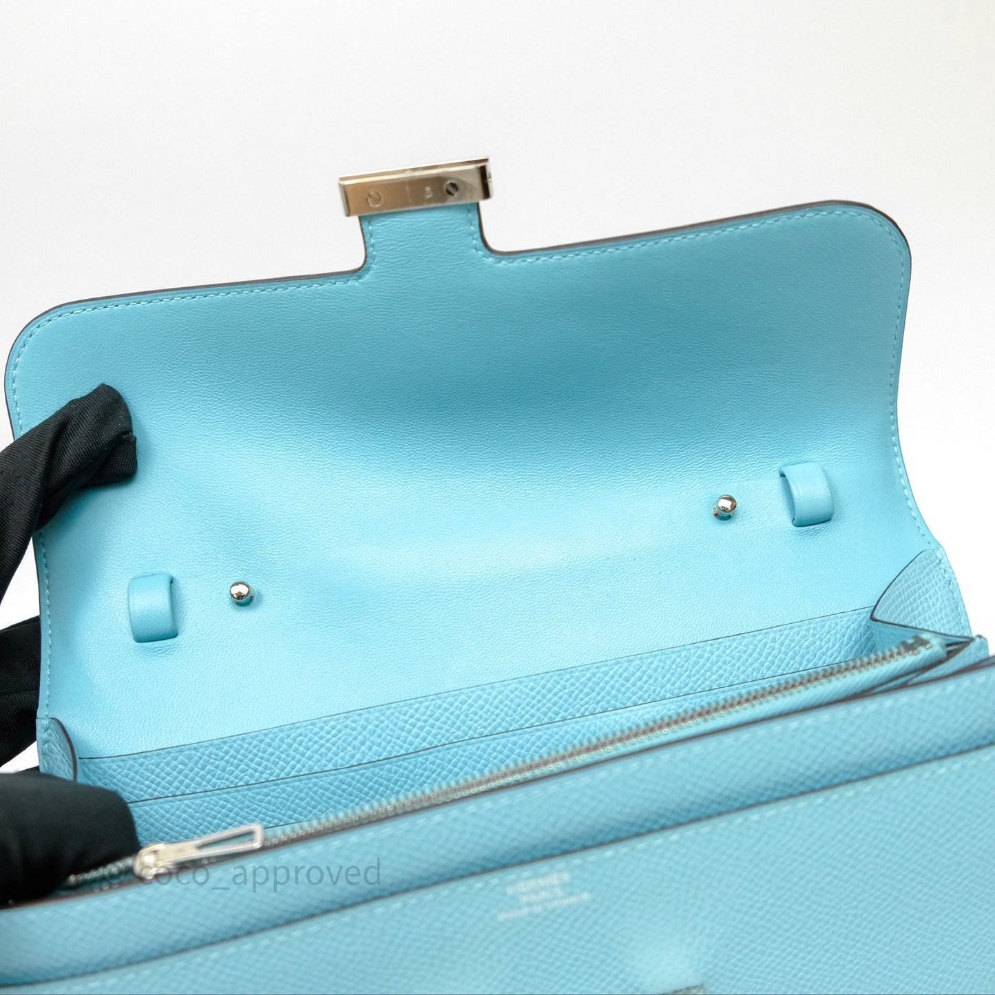 Hermès Constance To Go Wallet Bleu Atoll 3P Epsom Palladium Hardware