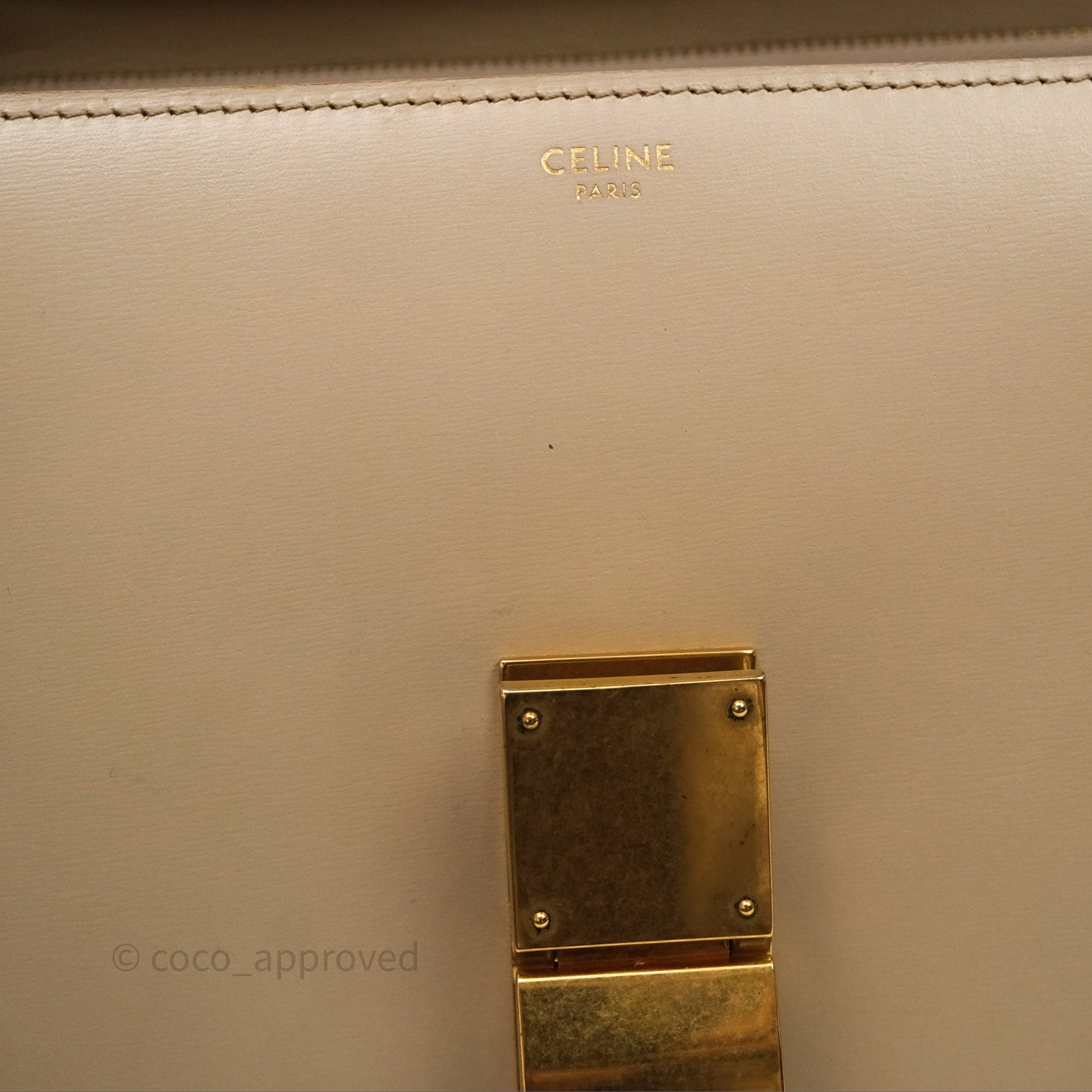 Celine Medium Classic Box Flap Beige Calfskin