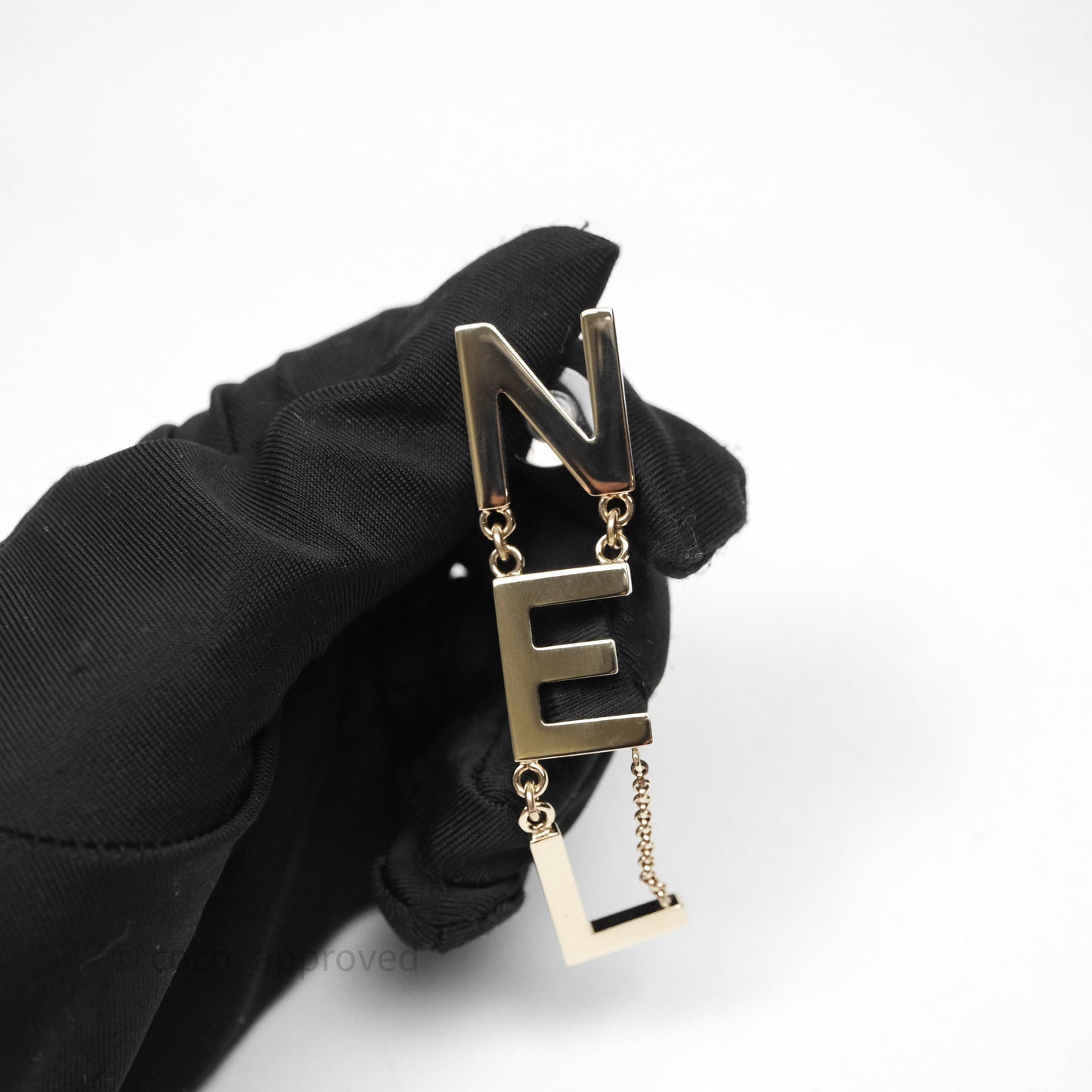 Chanel Letter Cha-Nel Logo Drop Earrings Gold Tone 21V