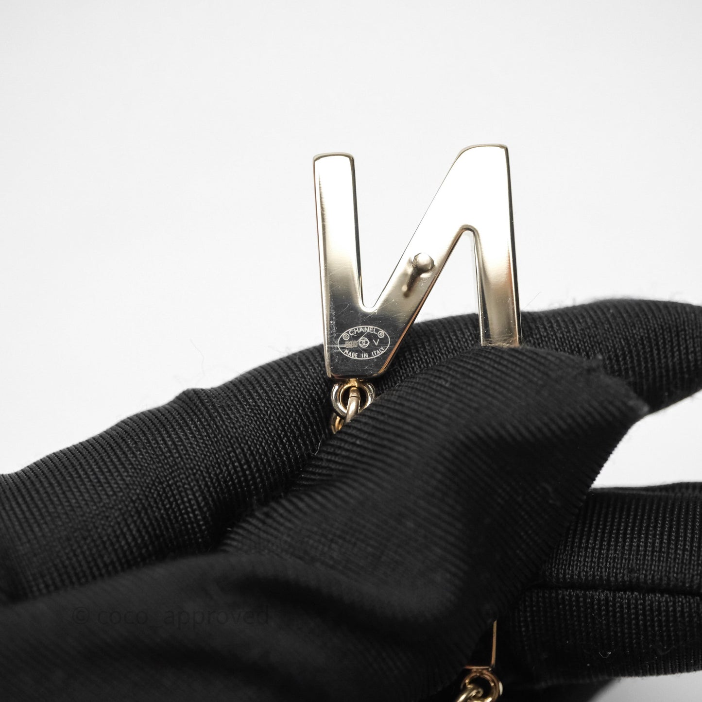 Chanel Letter Cha-Nel Logo Drop Earrings Gold Tone 21V