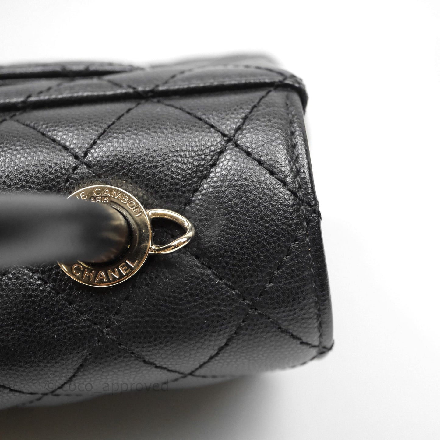 Chanel Small Coco Handle Quilted Black Caviar Gold Hardware