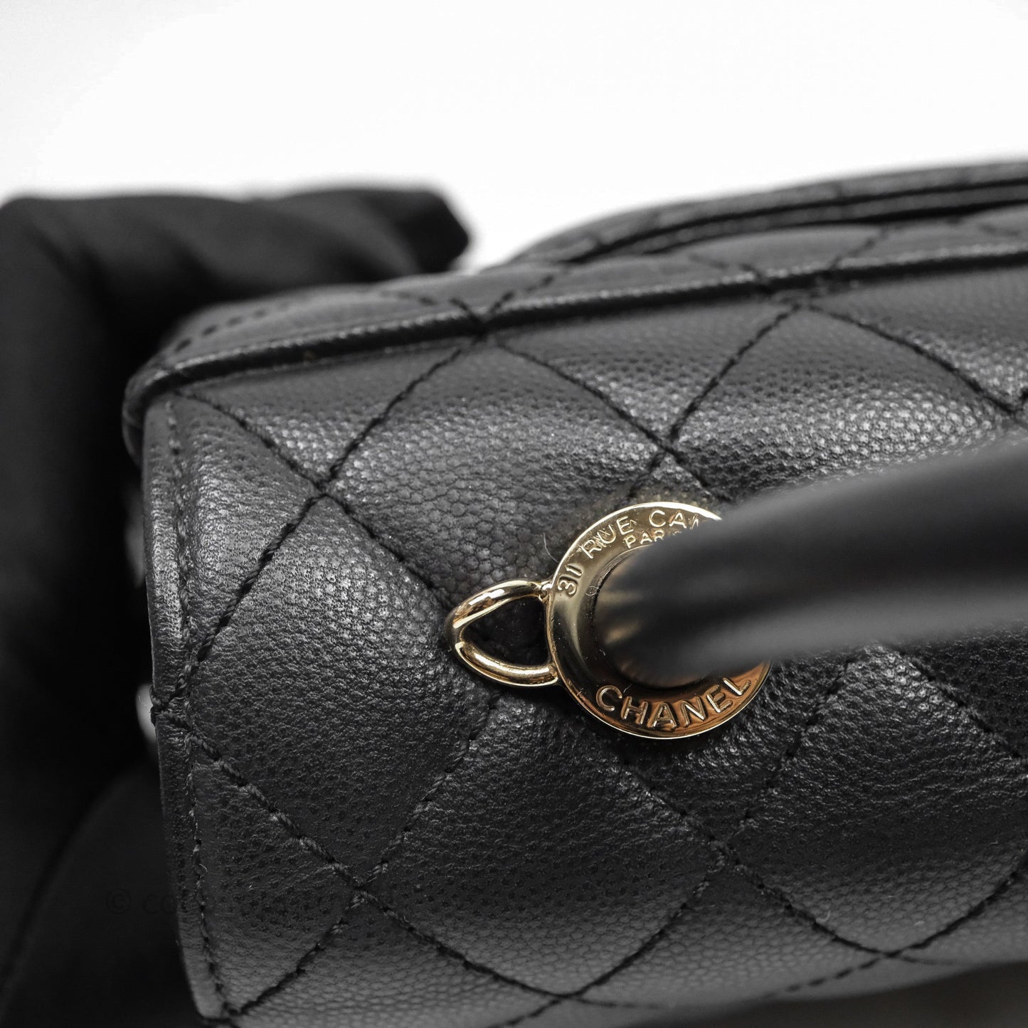 Chanel Small Coco Handle Quilted Black Caviar Gold Hardware