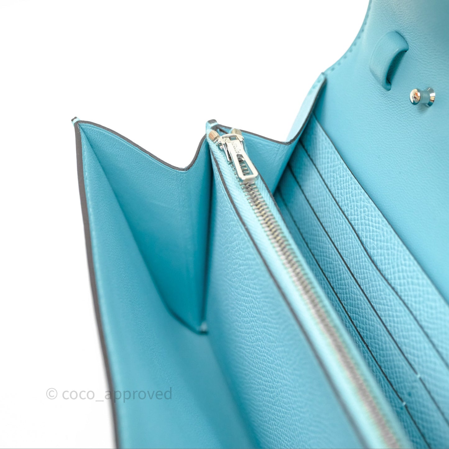 Hermès Constance To Go Wallet Bleu Atoll 3P Epsom Palladium Hardware