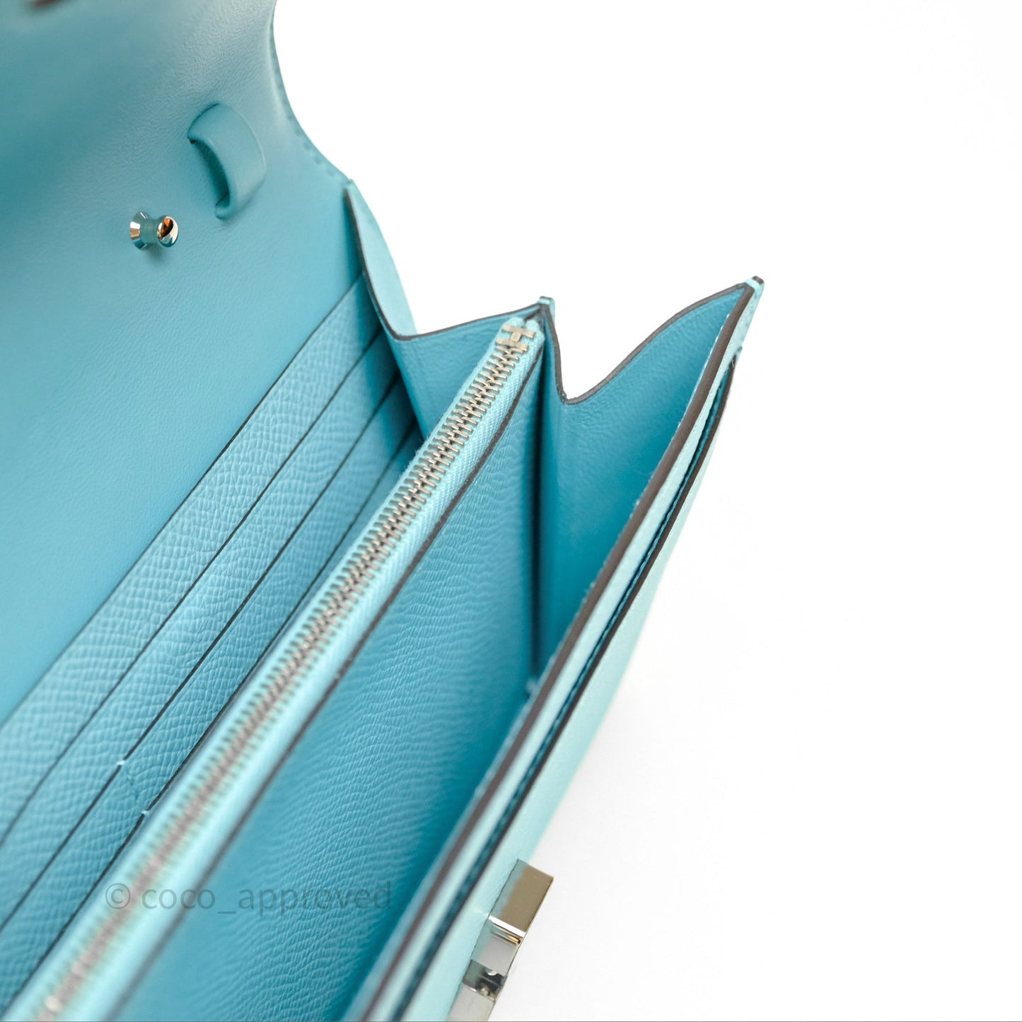 Hermès Constance To Go Wallet Bleu Atoll 3P Epsom Palladium Hardware