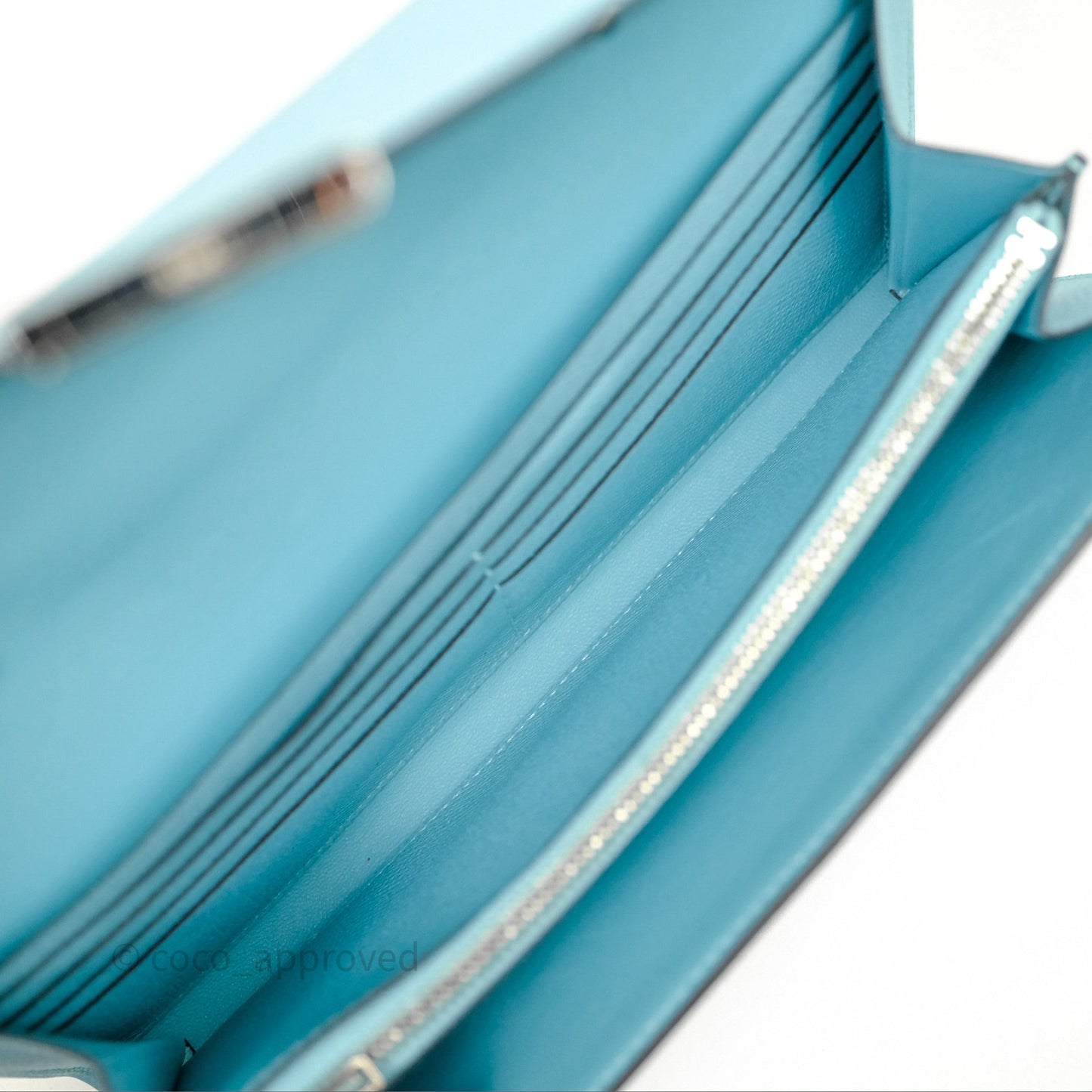 Hermès Constance To Go Wallet Bleu Atoll 3P Epsom Palladium Hardware