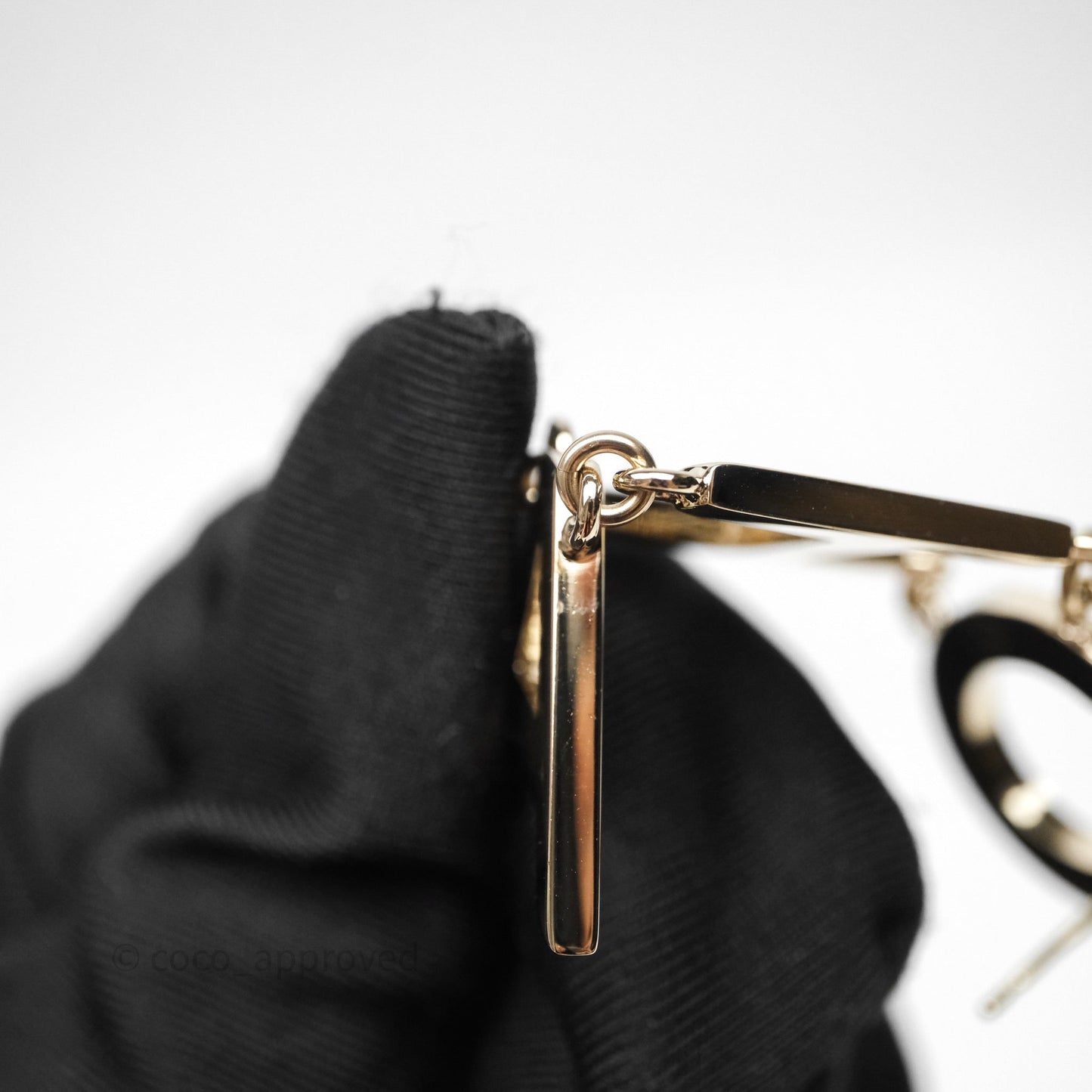 Chanel Letter Cha-Nel Logo Drop Earrings Gold Tone 21V