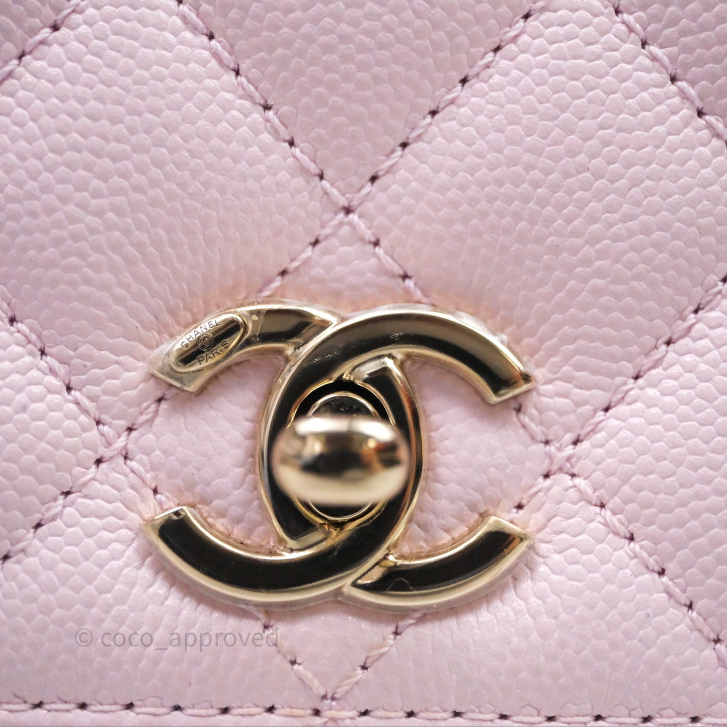 Chanel Small Coco Handle Quilted Light Lilac Pink Caviar Gold Hardware