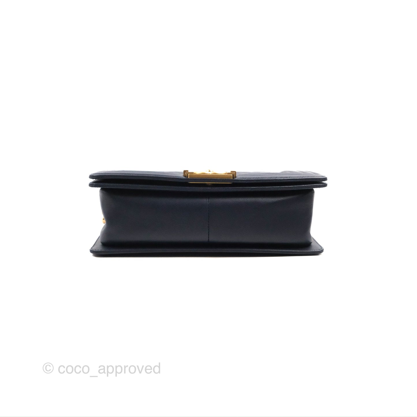 Chanel Quilted Medium Boy Navy Caviar Aged Gold Hardware