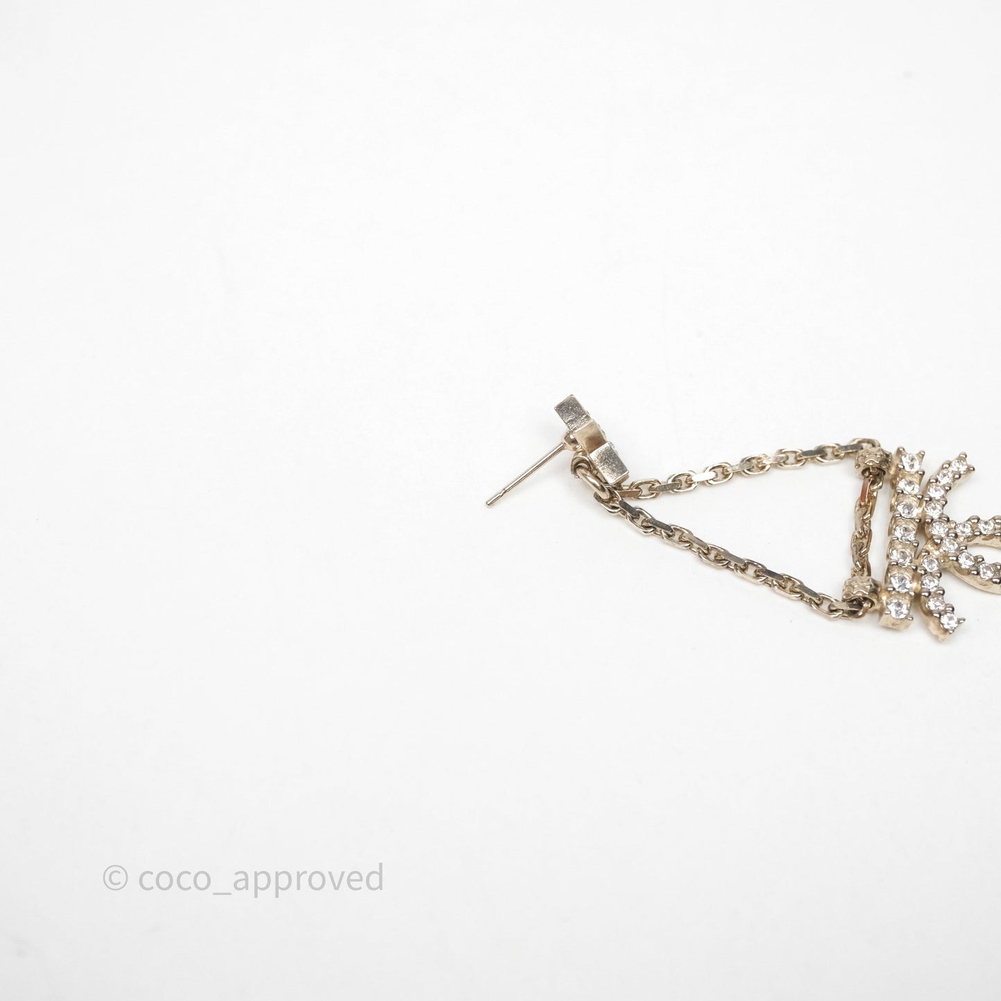 Chanel Crystal CC Star Drop Earrings Gold Tone 22S