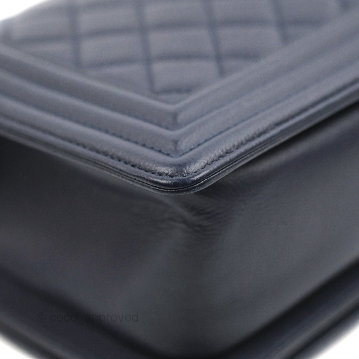 Chanel Quilted Medium Boy Navy Caviar Aged Gold Hardware