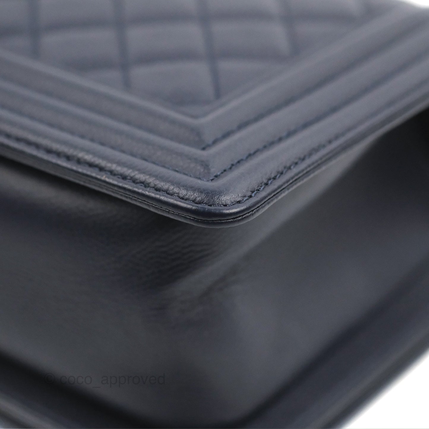 Chanel Quilted Medium Boy Navy Caviar Aged Gold Hardware