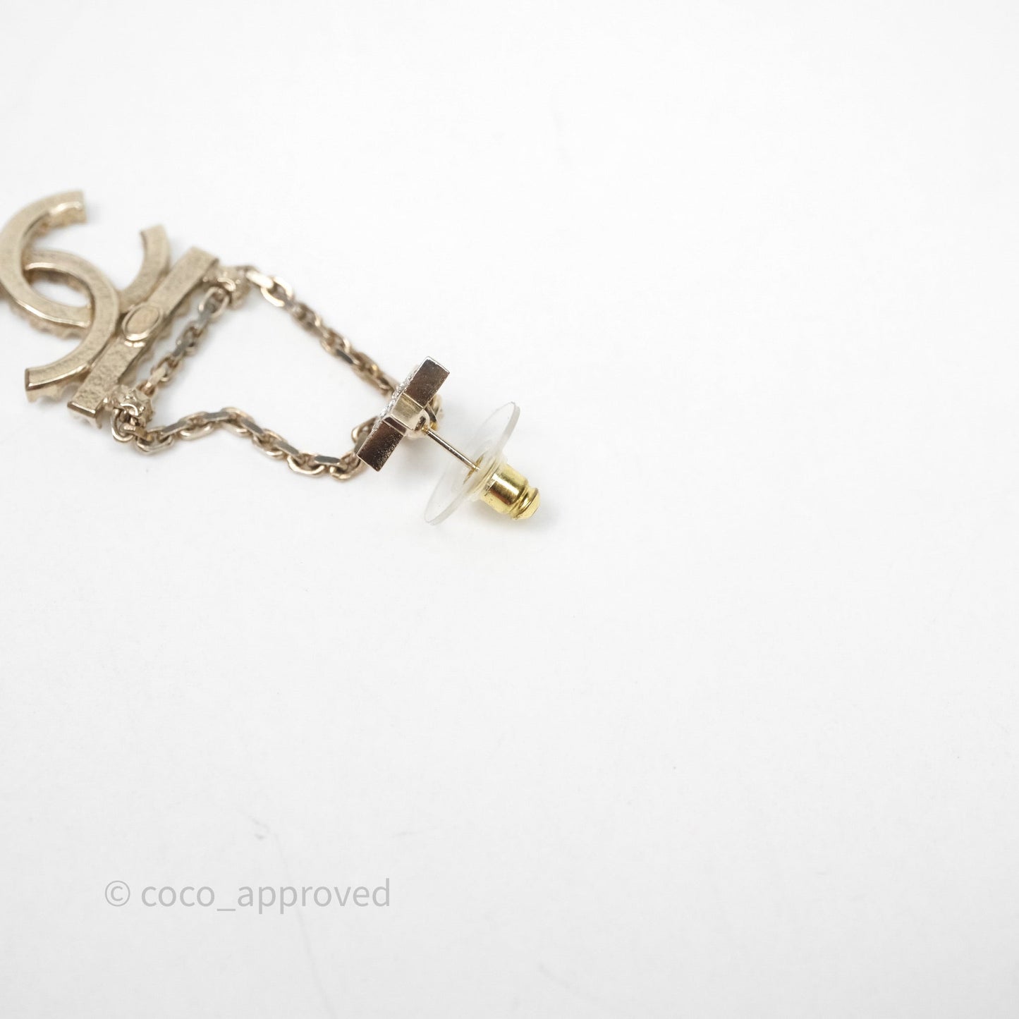 Chanel Crystal CC Star Drop Earrings Gold Tone 22S
