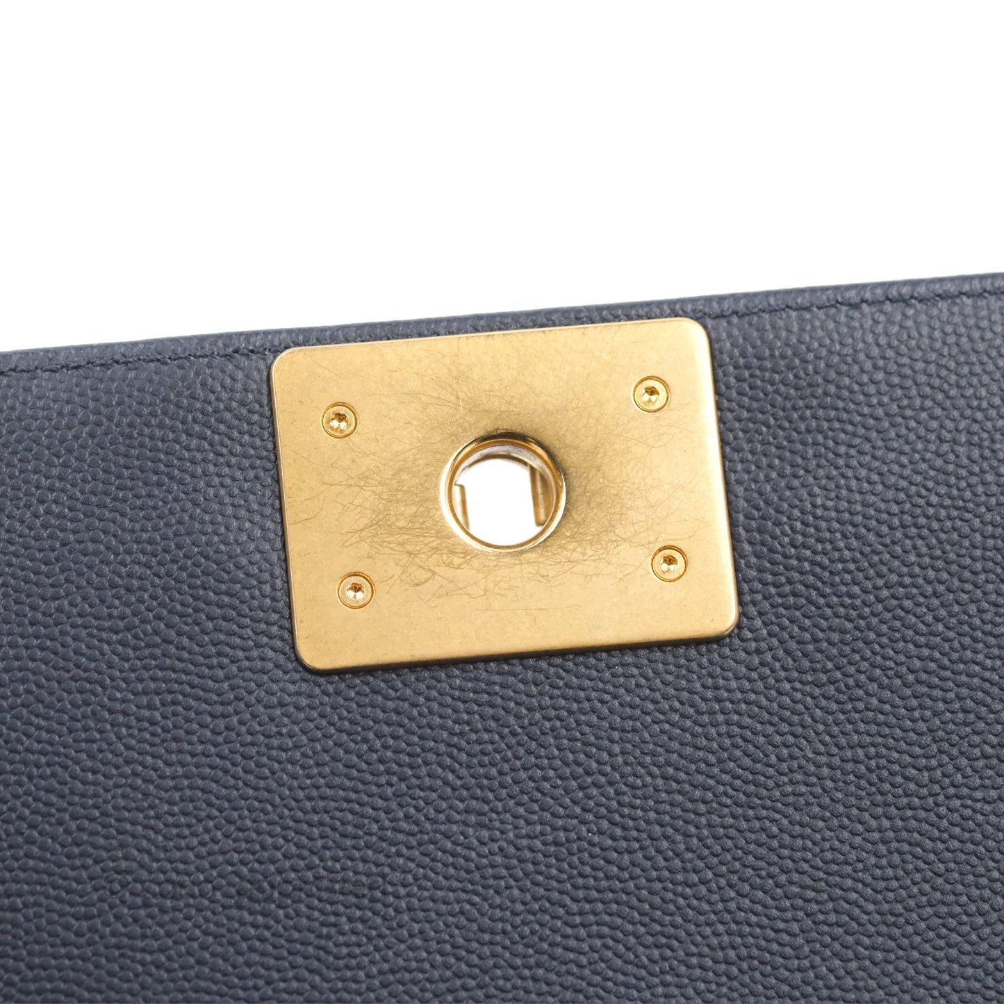Chanel Quilted Medium Boy Navy Caviar Aged Gold Hardware