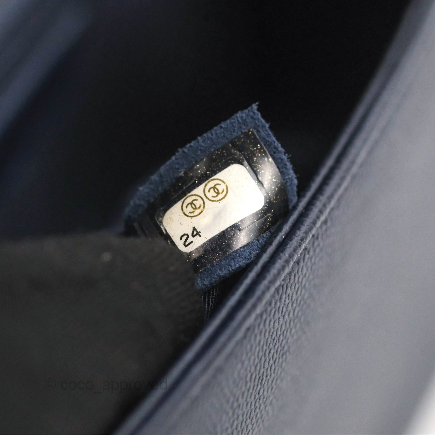 Chanel Quilted Medium Boy Navy Caviar Aged Gold Hardware
