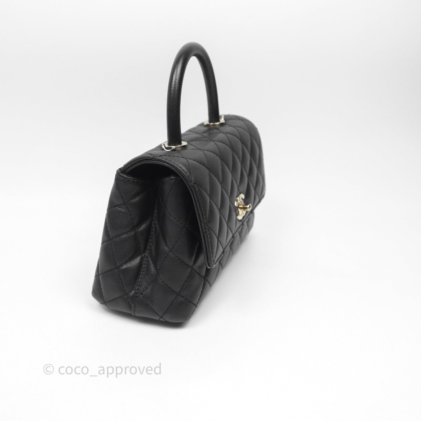 Chanel Small Coco Handle Quilted Black Caviar Gold Hardware