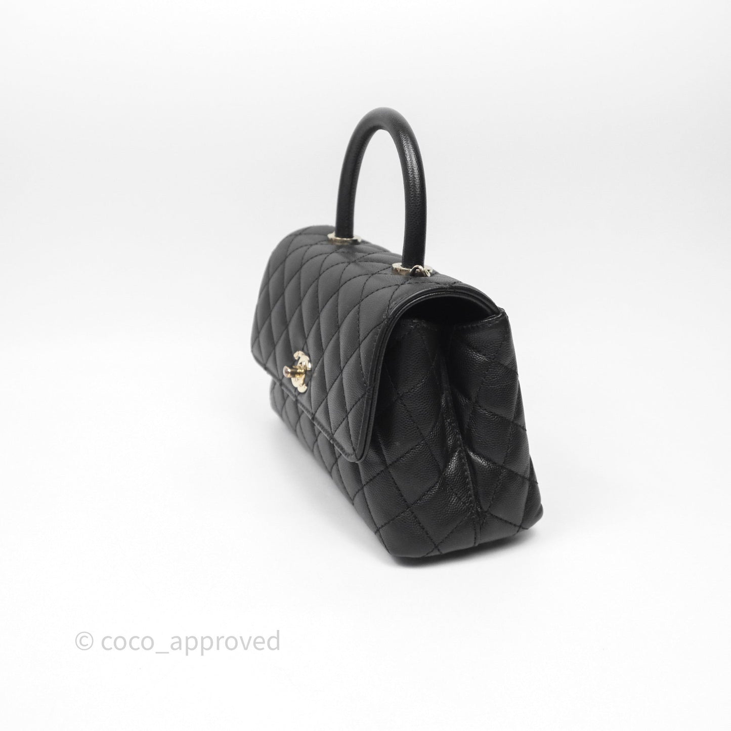 Chanel Small Coco Handle Quilted Black Caviar Gold Hardware