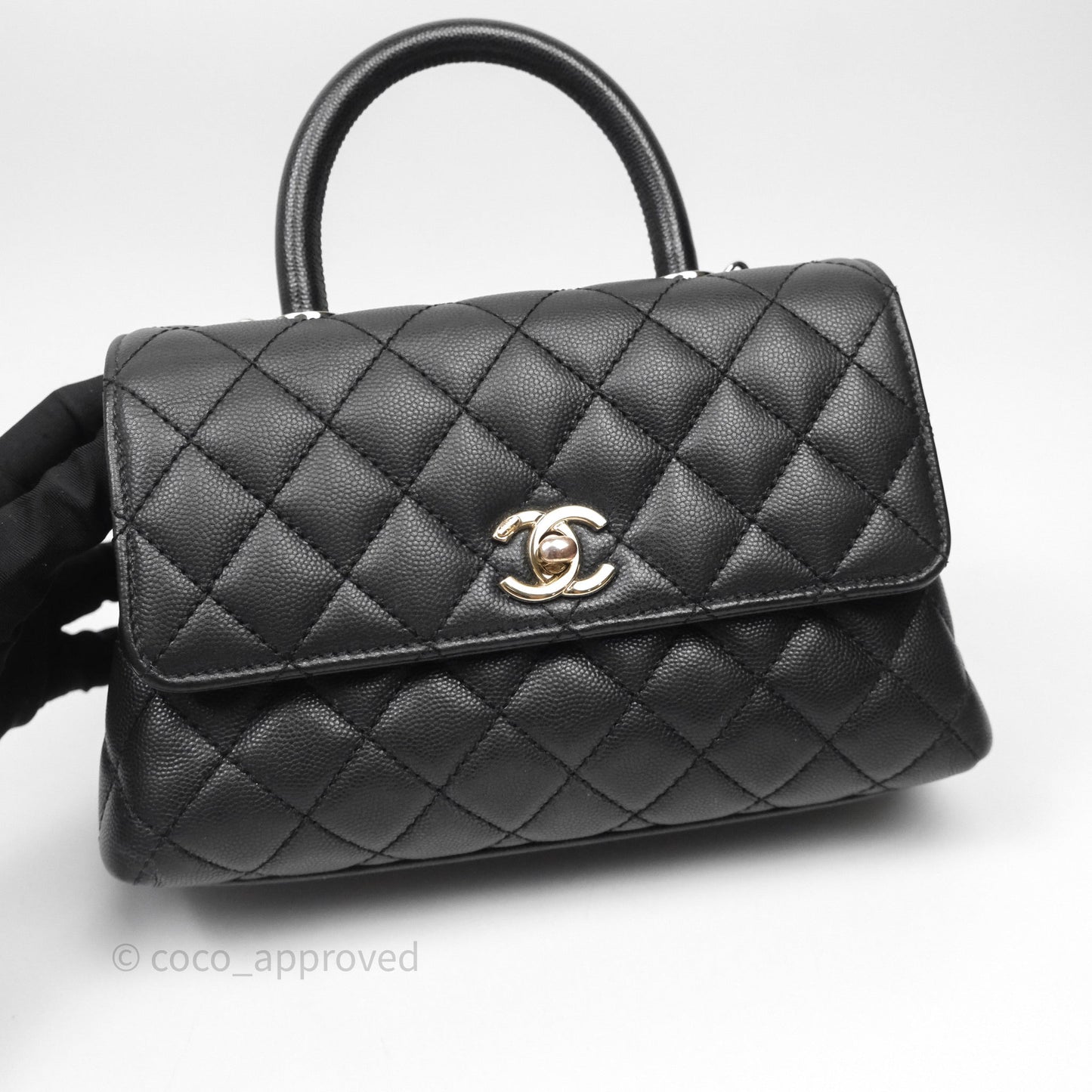 Chanel Small Coco Handle Quilted Black Caviar Gold Hardware