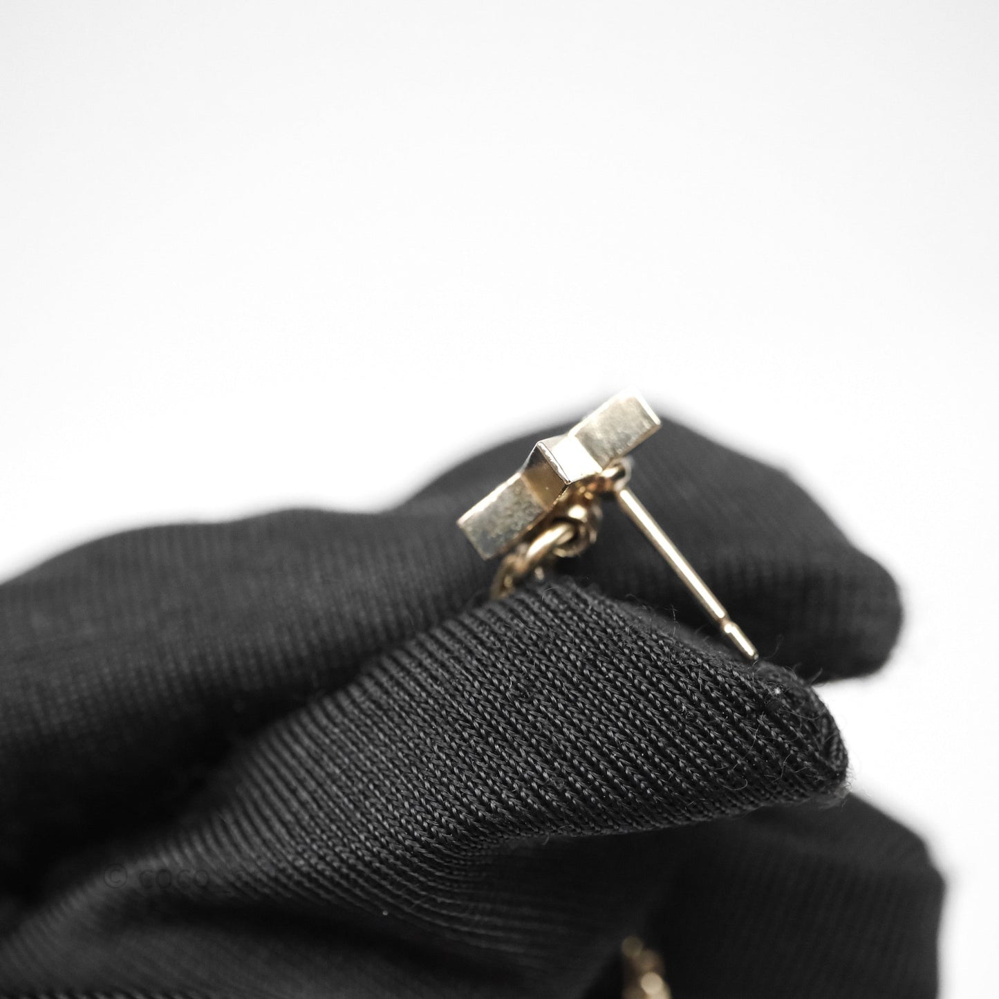 Chanel Crystal CC Star Drop Earrings Gold Tone 22S