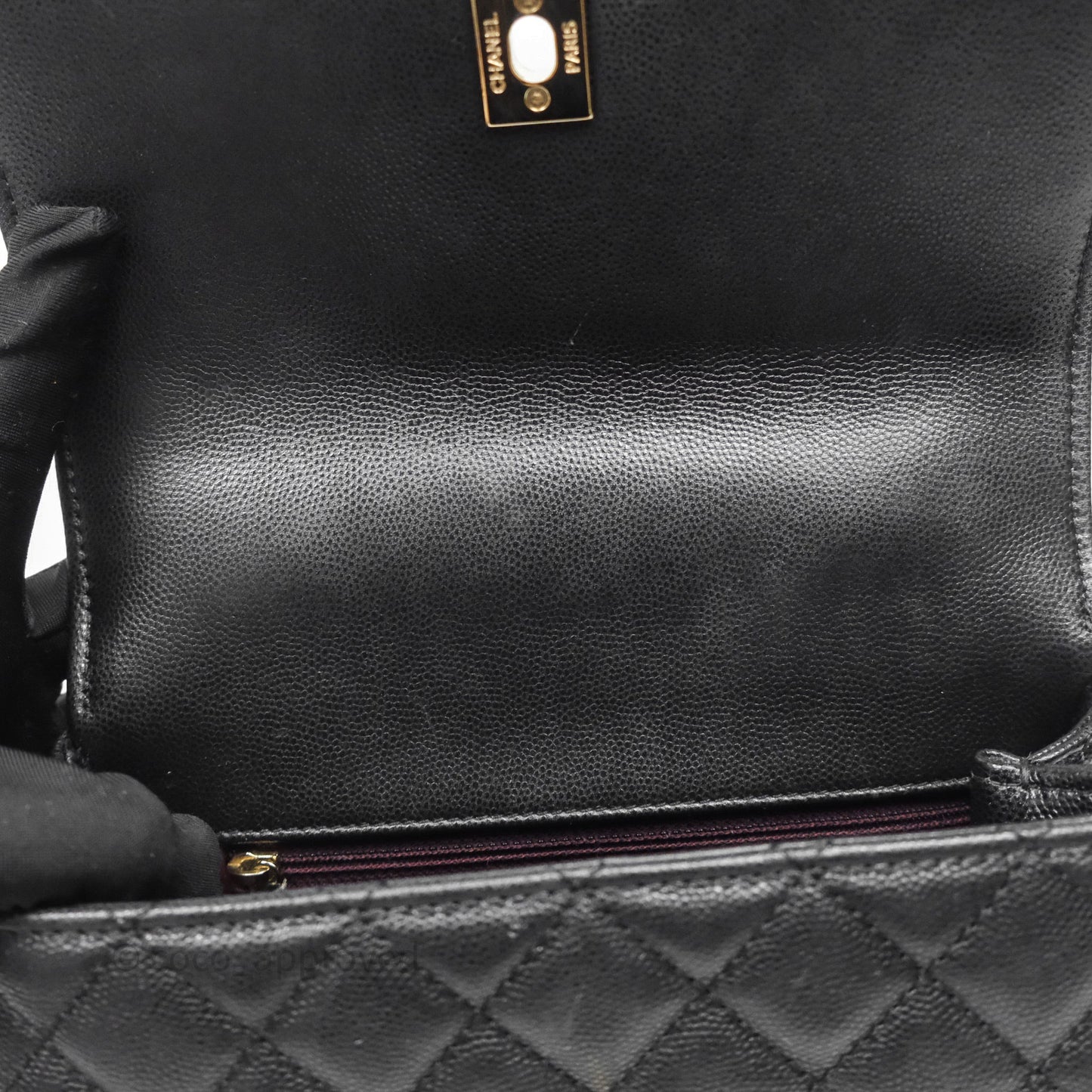 Chanel Small Coco Handle Quilted Black Caviar Gold Hardware
