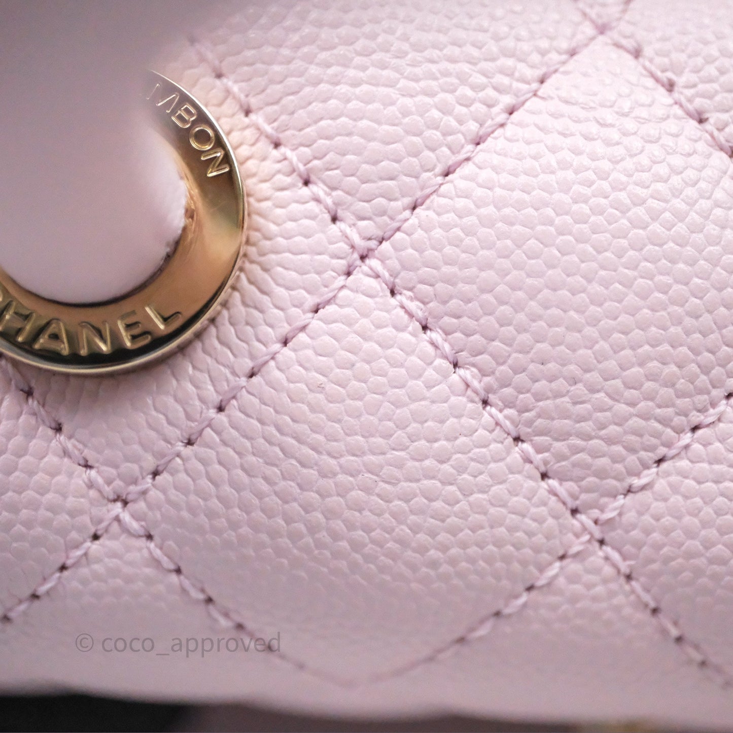 Chanel Small Coco Handle Quilted Light Lilac Pink Caviar Gold Hardware