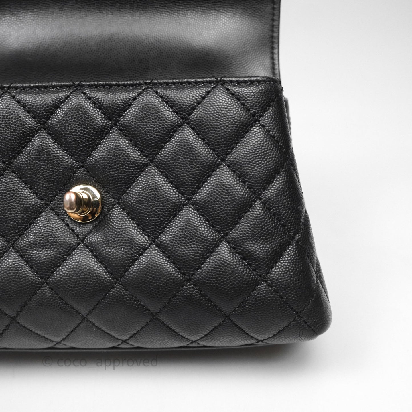 Chanel Small Coco Handle Quilted Black Caviar Gold Hardware