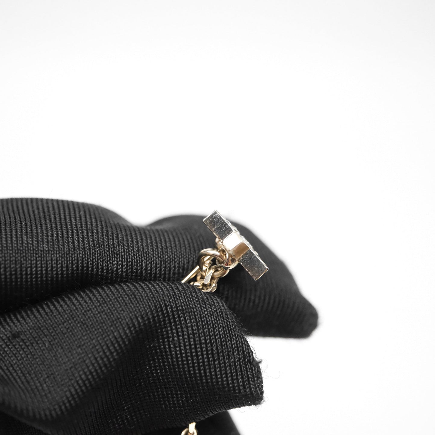 Chanel Crystal CC Star Drop Earrings Gold Tone 22S