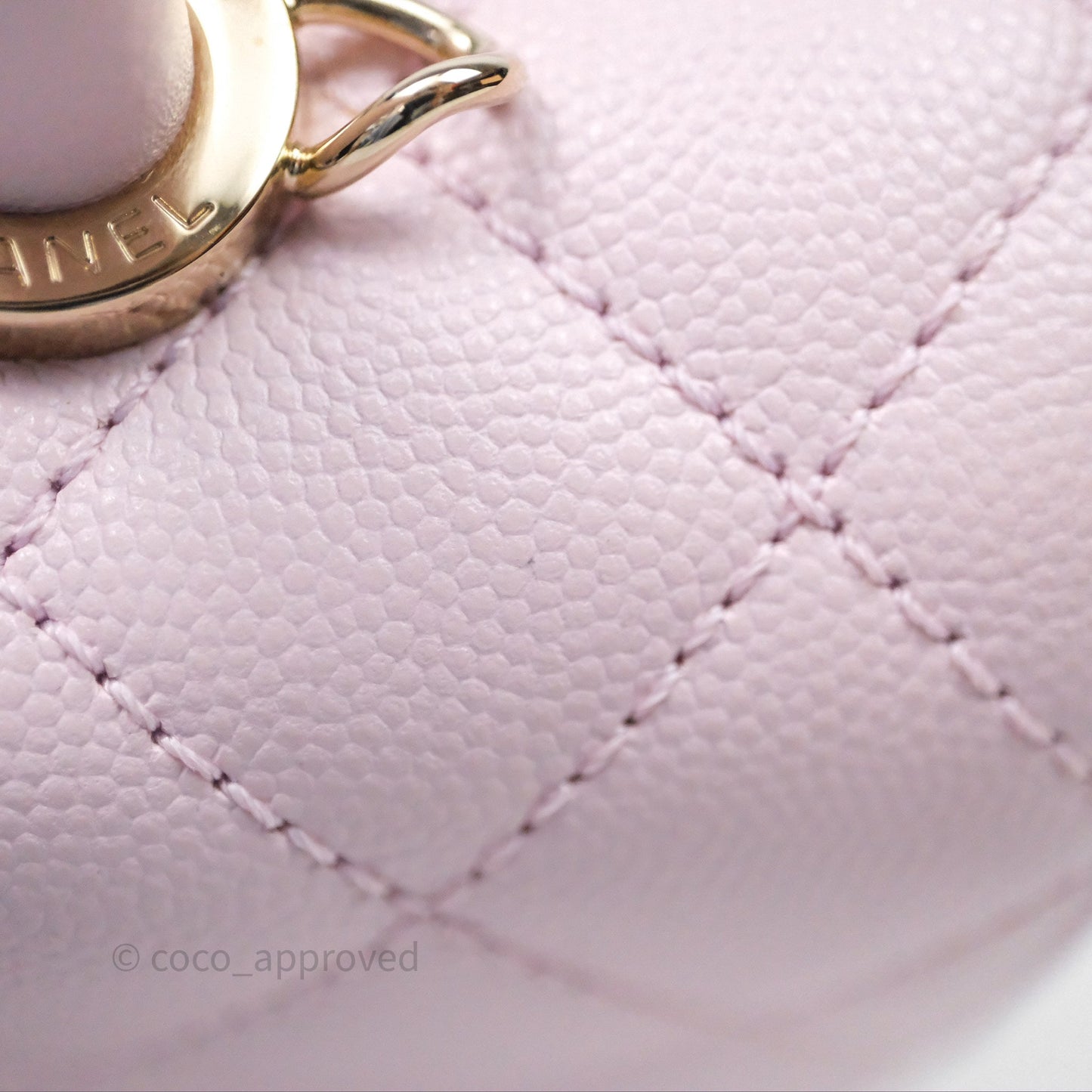 Chanel Small Coco Handle Quilted Light Lilac Pink Caviar Gold Hardware