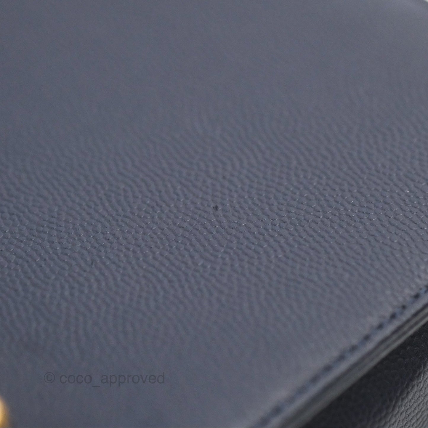 Chanel Quilted Medium Boy Navy Caviar Aged Gold Hardware