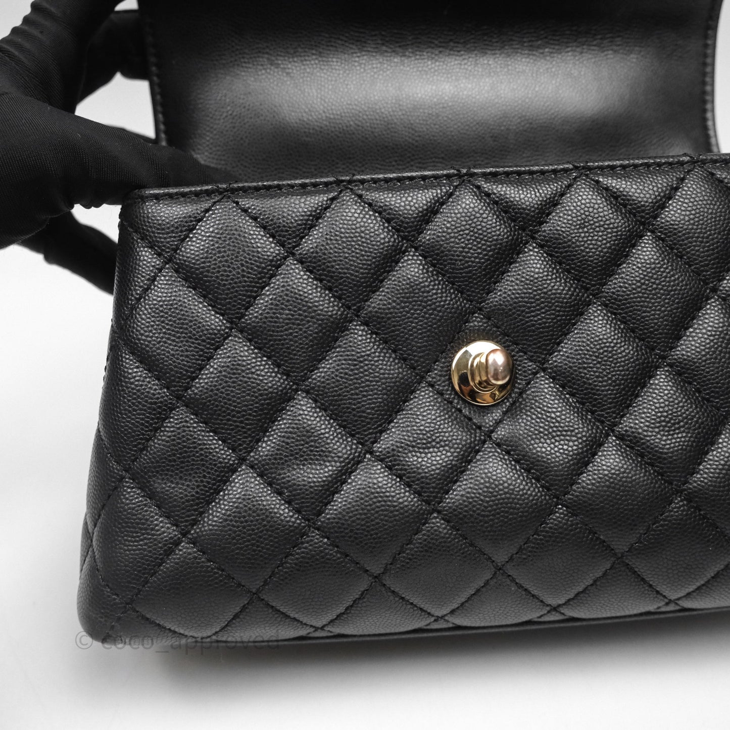 Chanel Small Coco Handle Quilted Black Caviar Gold Hardware